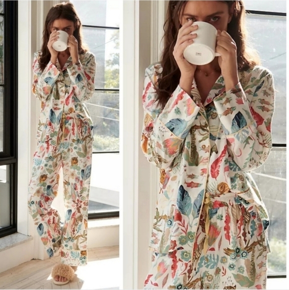 Anthropologie x Michele Morin Set ANIMALIA Zoo Wildlife Print Women's Small Pj's - Picture 13 of 15